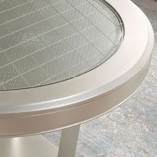 Adelina Mirror/Glass/Wood Round Dining Table