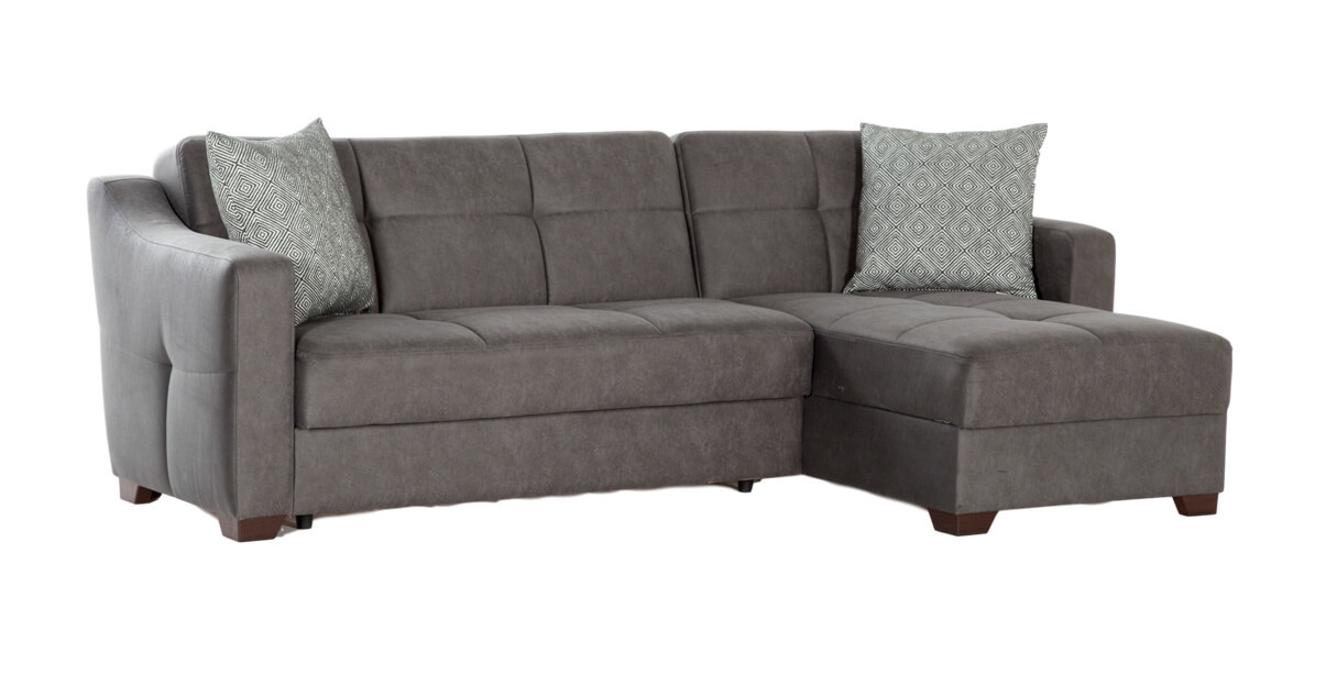 Tahoe Fabric Storage Sleeper Reversible L-Shaped Sectional Sofa