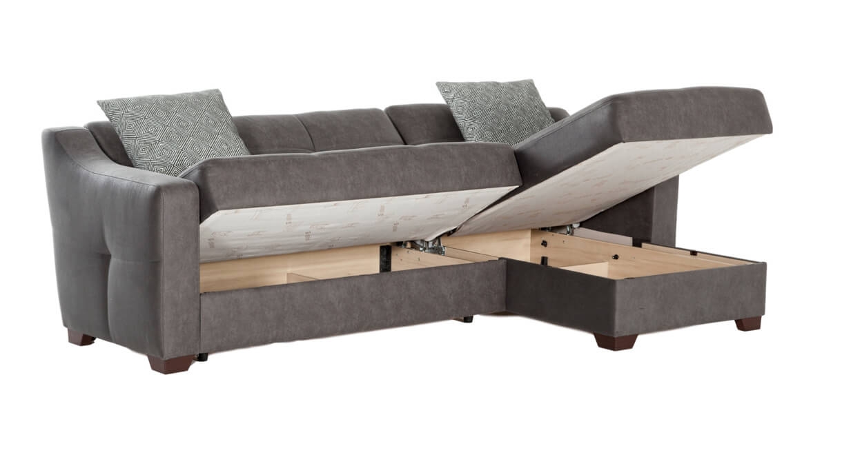 Tahoe Fabric Storage Sleeper Reversible L-Shaped Sectional Sofa