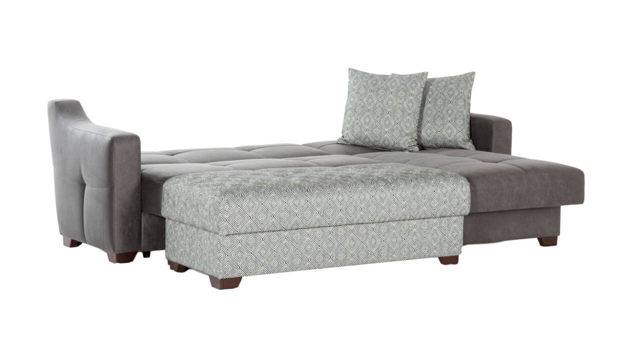 Tahoe Fabric Storage Sleeper Reversible L-Shaped Sectional Sofa