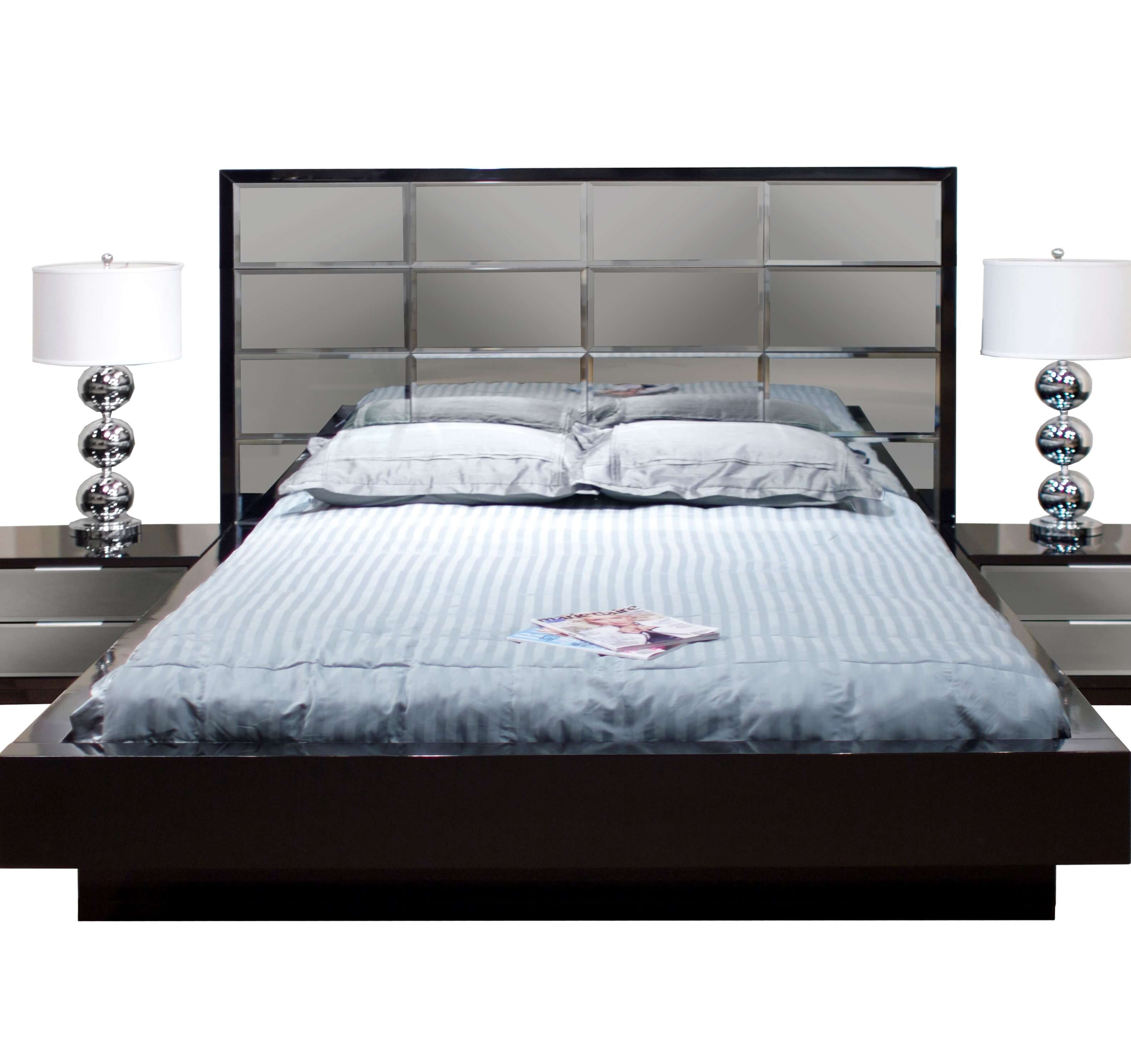 Mera Lacquer/Mirror Platform Bedroom Set by Sharelle Furnishings