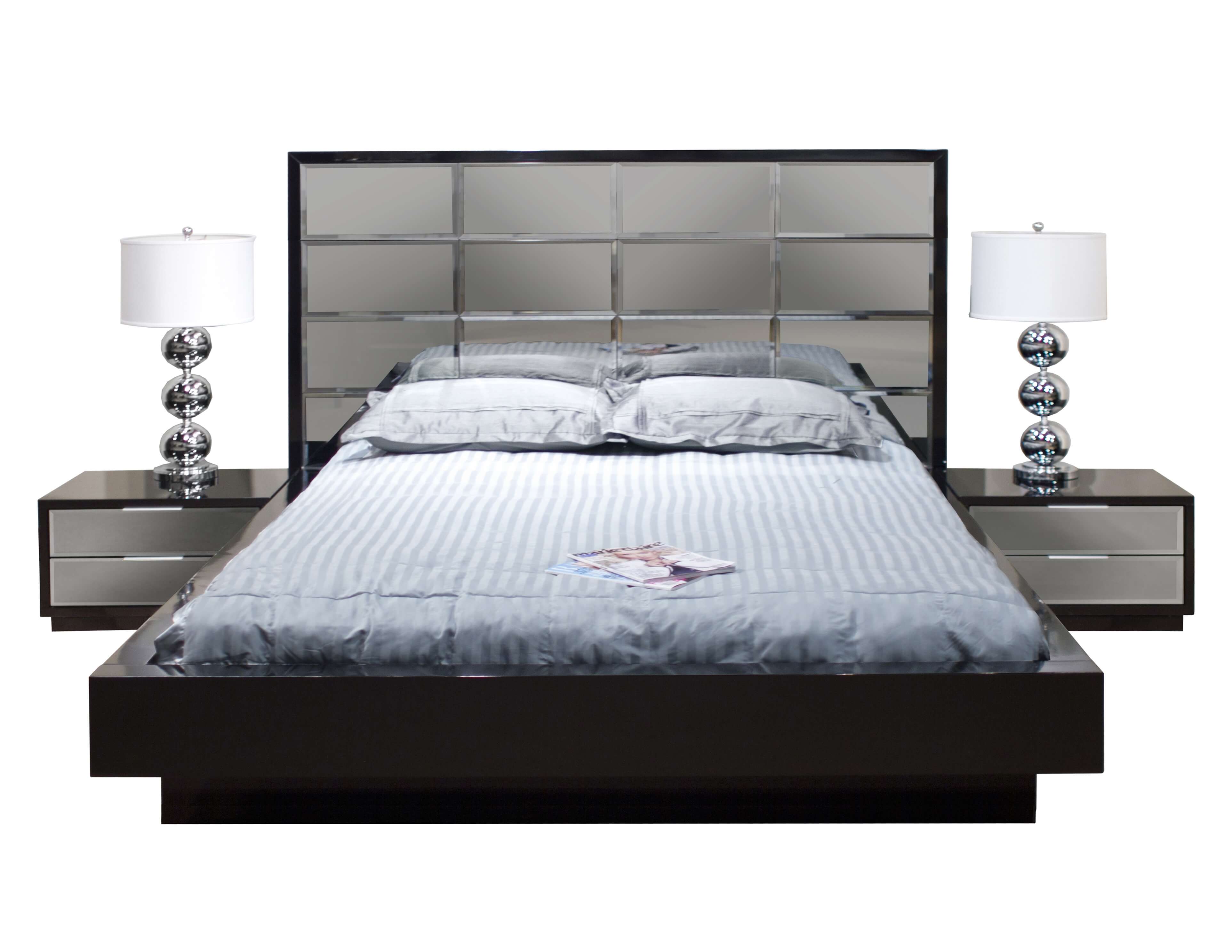 Mera Lacquer/Mirror Platform Bedroom Set by Sharelle Furnishings