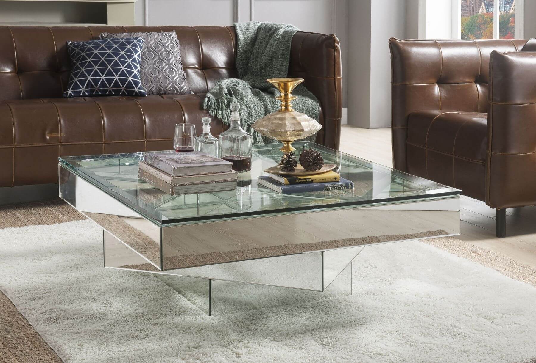 Meria Glass/Mirror Coffee Table