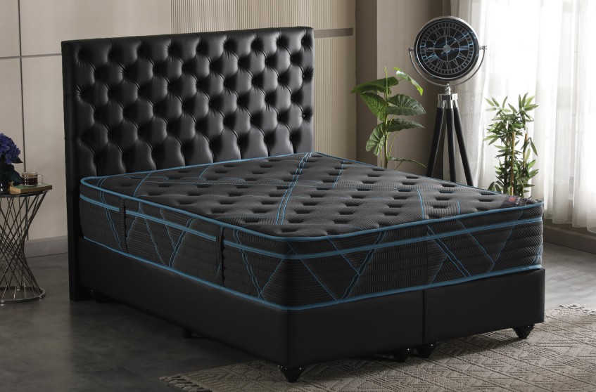Merlot Blue Fabric Hybrid Firm Twin Size Mattress