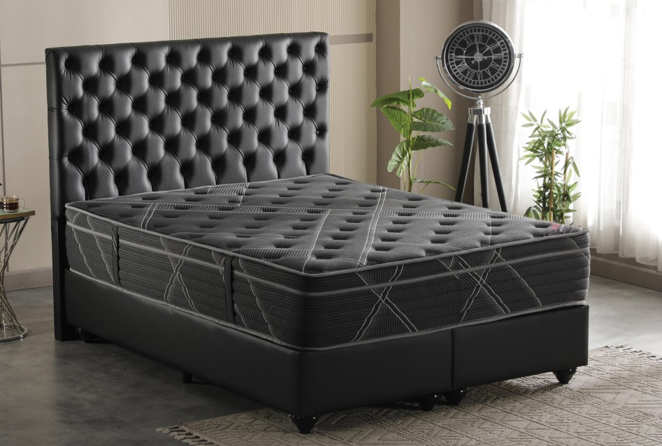 Merlot Silver Fabric Plush Queen Size Mattress