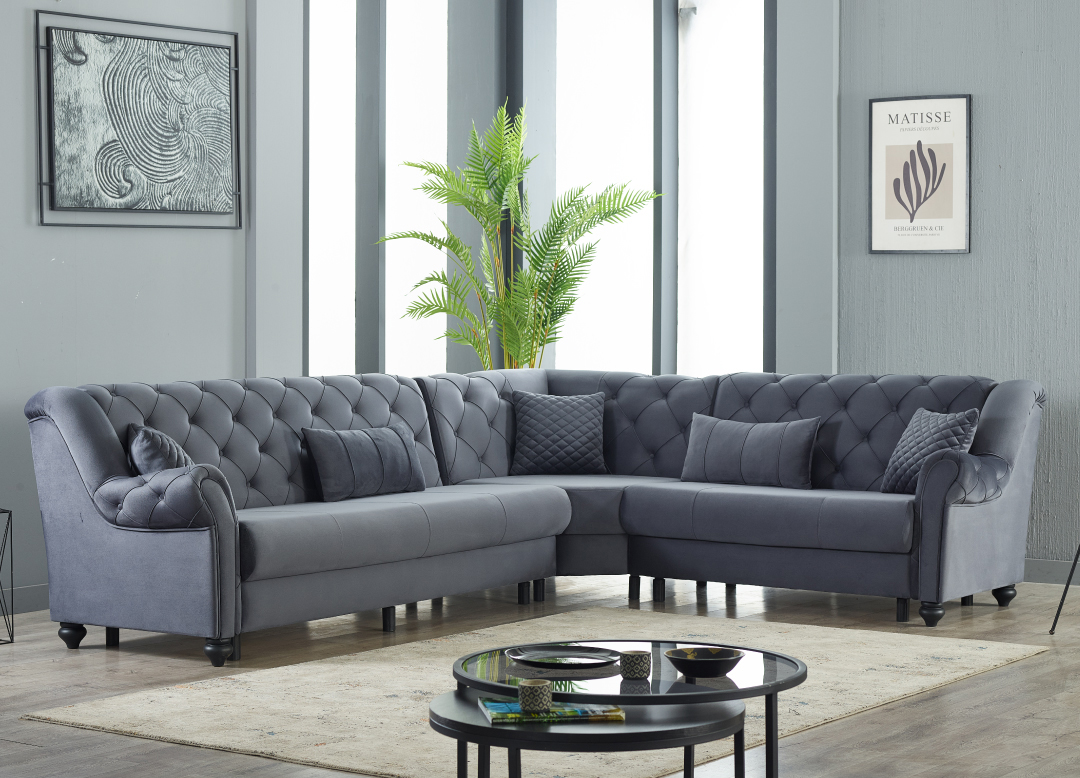 Merw L-Shaped Chenille Sectional