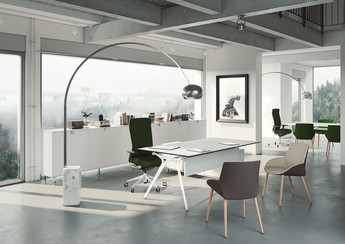 Actiu Arkitek Rectangular Executive Desk With Return & Storage Unit