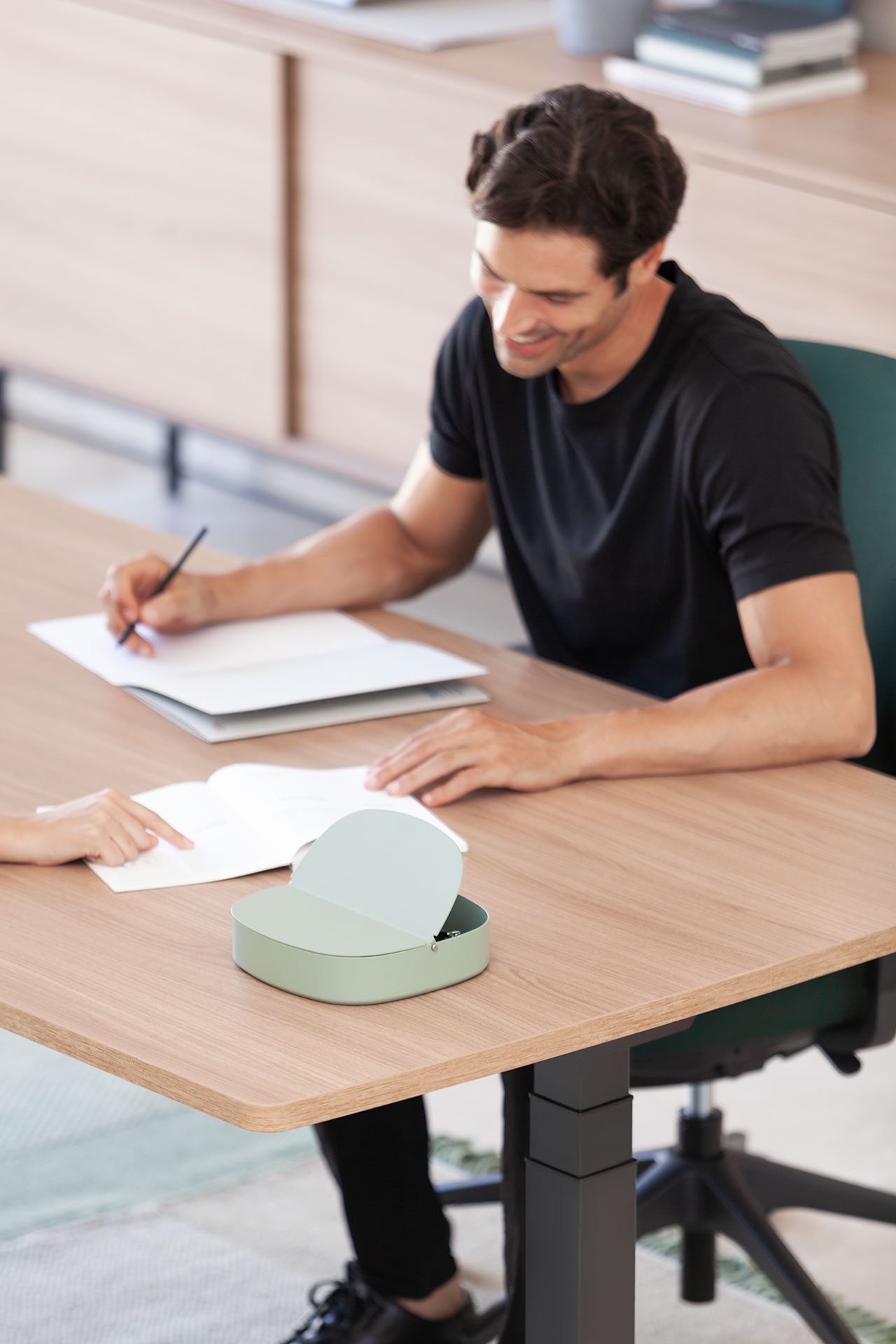 Mobility Step Melamine Sit-Stand Office Managerial Desk