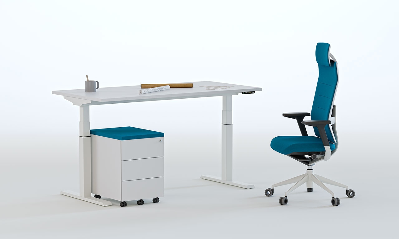 Mobility Step Melamine Sit-Stand Office Single Desk