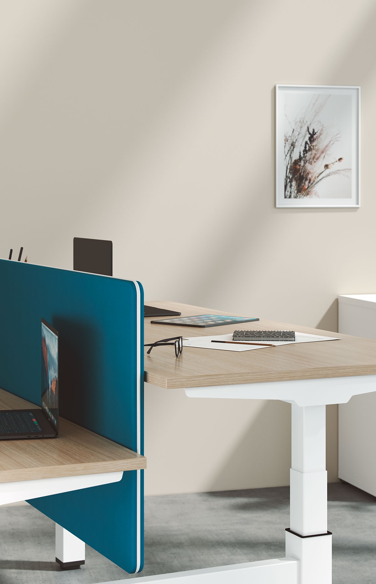 Mobility Step Melamine Sit-Stand Office Bench Desk