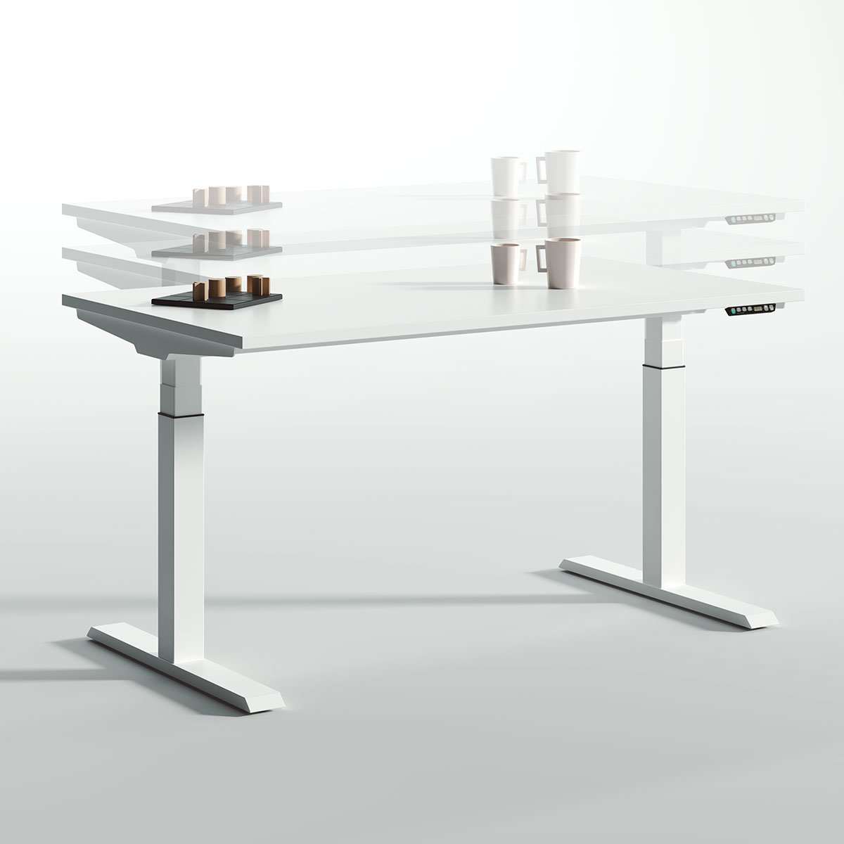 Mobility Step Melamine Sit-Stand Office Single Desk