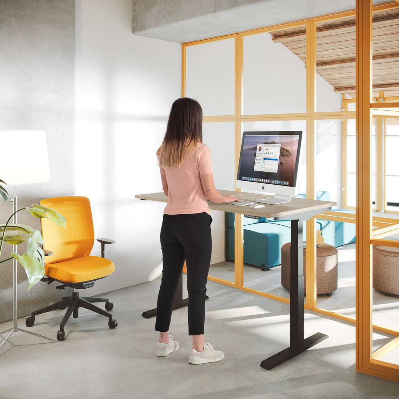 Mobility Step Melamine Sit-Stand Office Single Desk