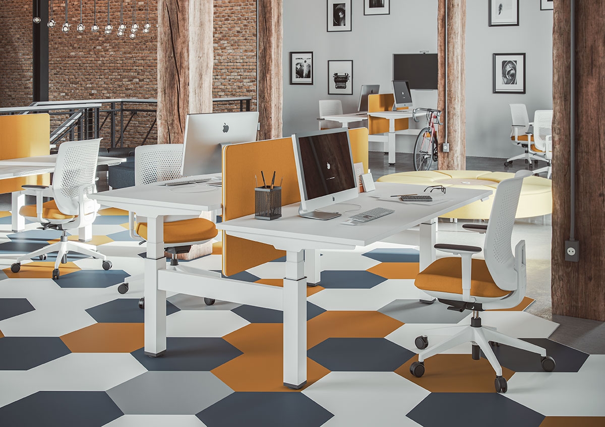 Mobility Step Melamine Sit-Stand Office Bench Desk