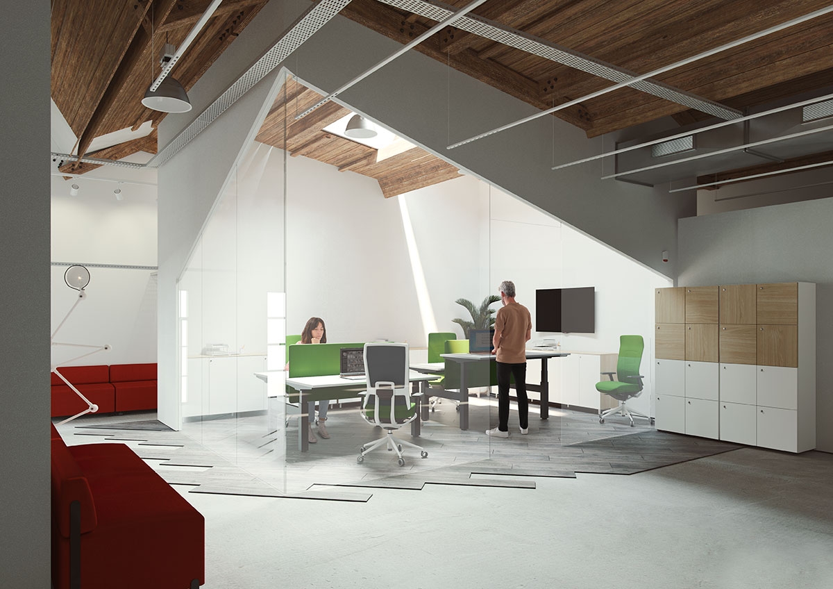 Mobility Step Melamine Sit-Stand Office Bench Desk