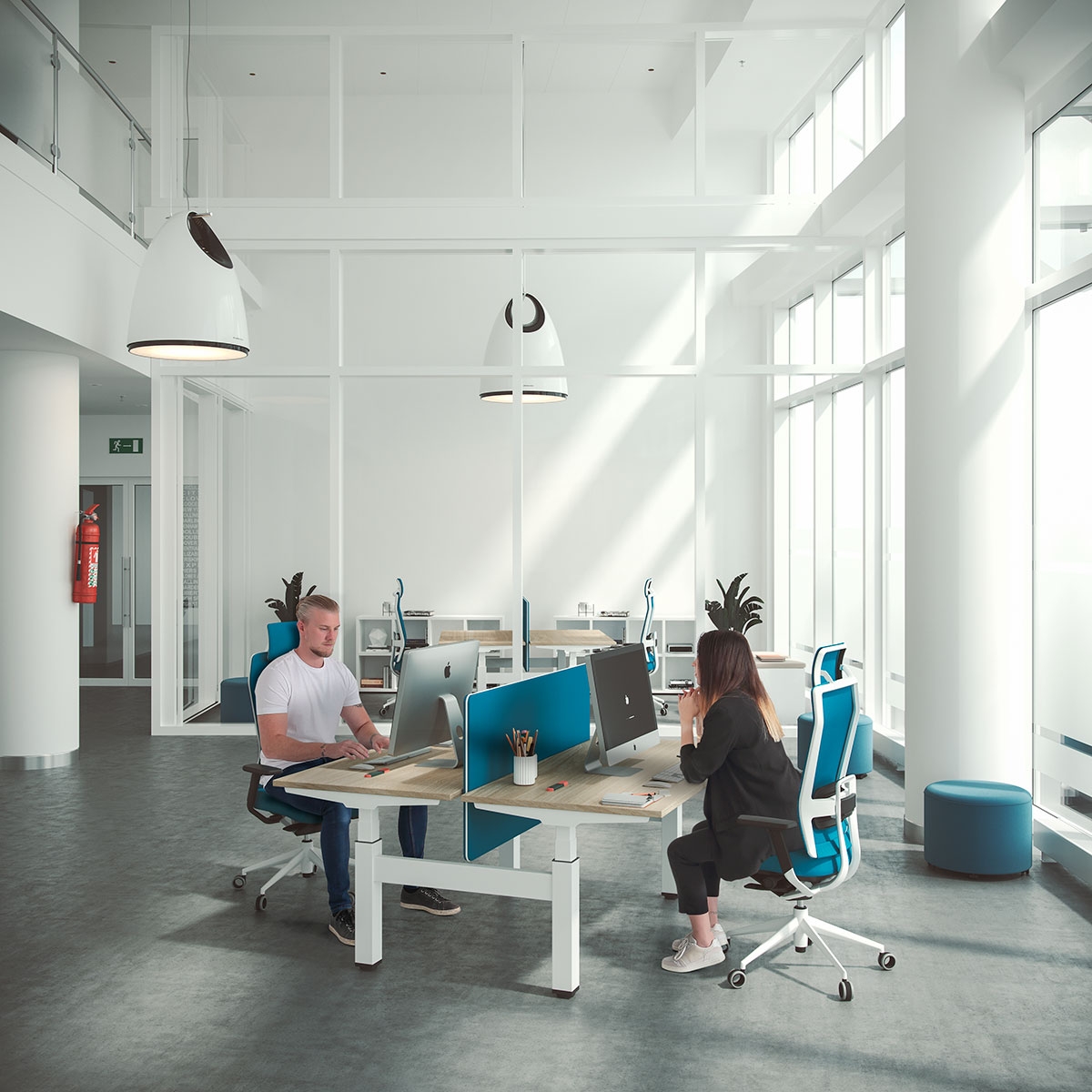 Mobility Step Melamine Sit-Stand Office Bench Desk