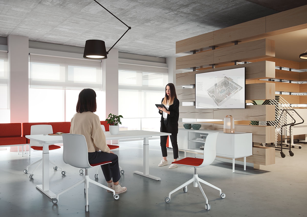 Mobility Step Melamine Sit-Stand Office Meeting Table