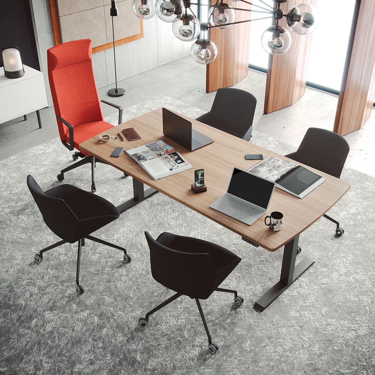 Mobility Step Melamine Sit-Stand Office Meeting Table