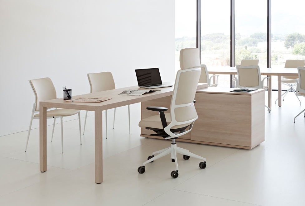 Prisma Melamine Rectangular Single Office Desk w/Credenza