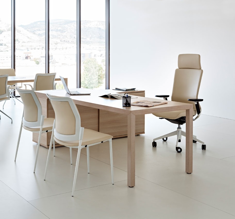 Prisma Melamine Rectangular Single Office Desk w/Credenza