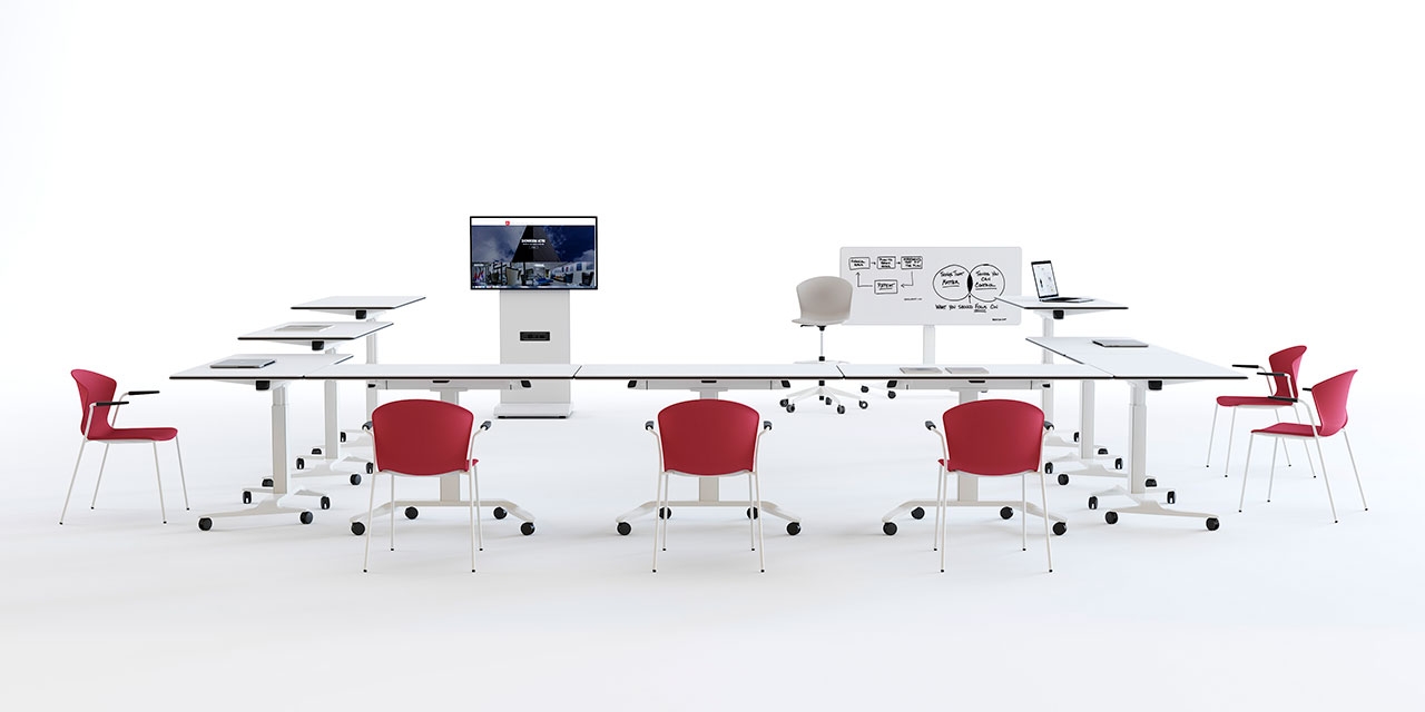 Talent Serie 500 Melamine Office Folding Sit-Stand Table w/Castors
