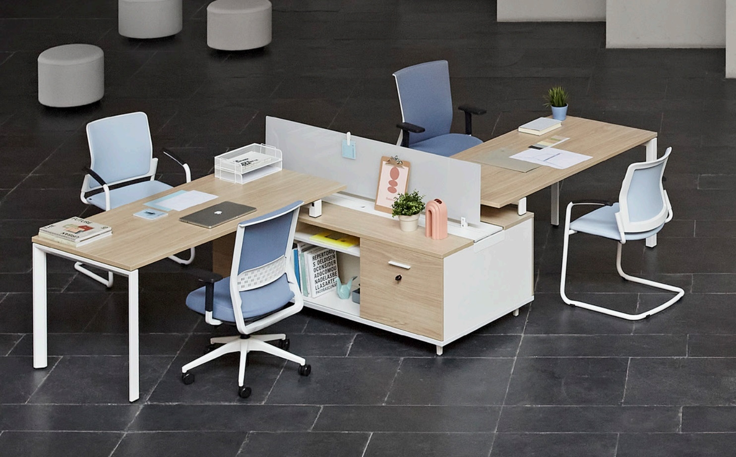Vital Plus Spine Workspace for 2 Persons w/Storage Module, Version 2