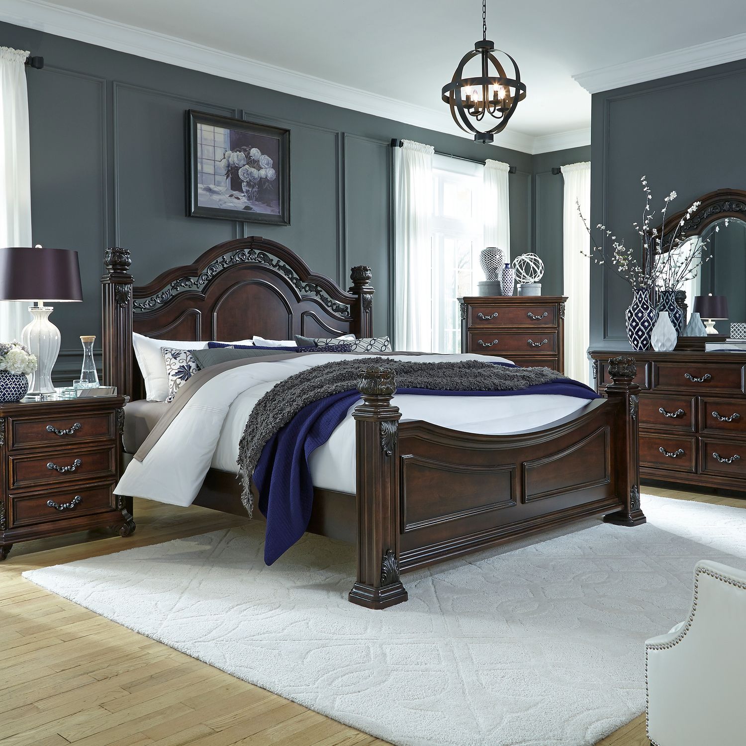 Messina Estates Wood California King Size Poster Bed