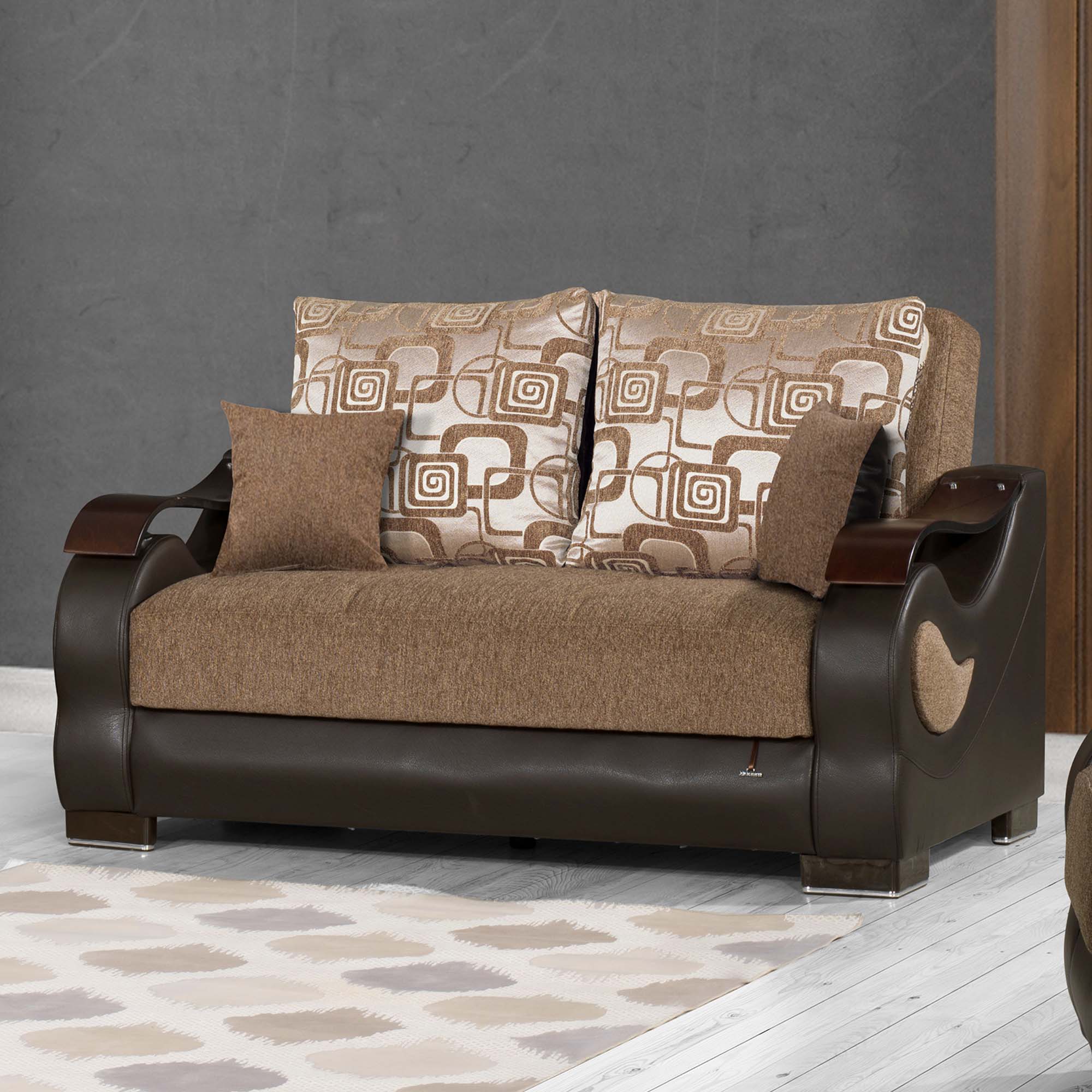 Metroplex Fabric/PU Convertible Loveseat