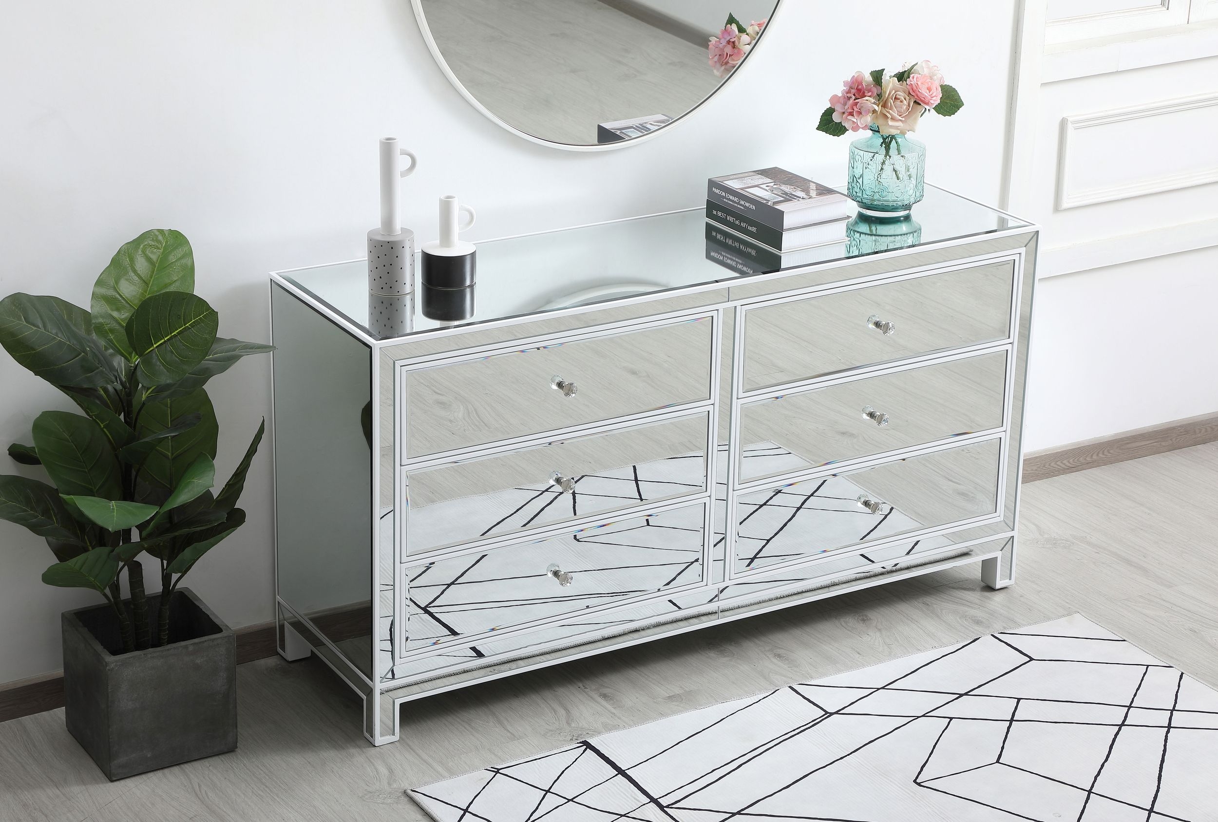 Reflexion 60" Mirrored 6-Drawer Cabinet
