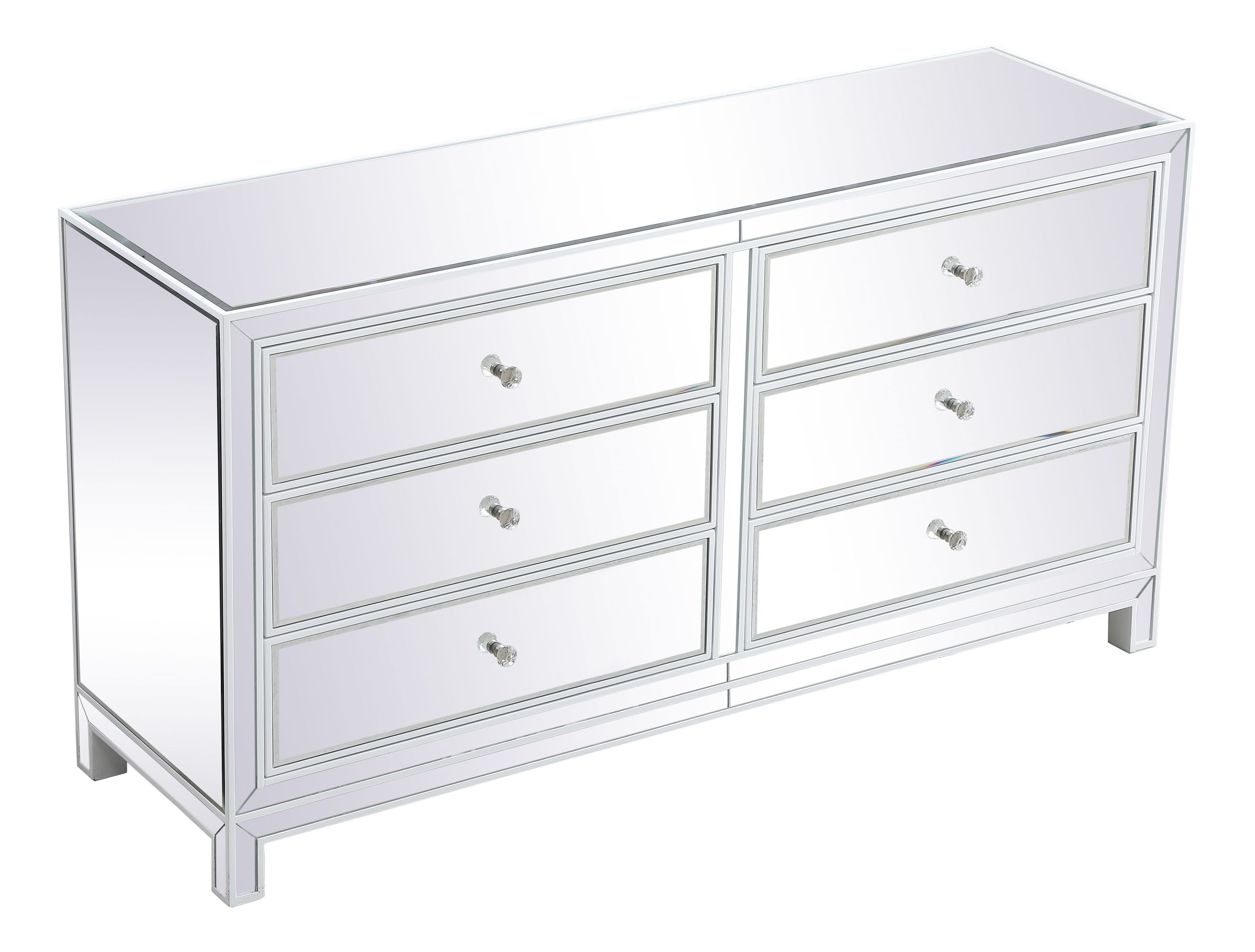 Reflexion 60" Mirrored 6-Drawer Cabinet