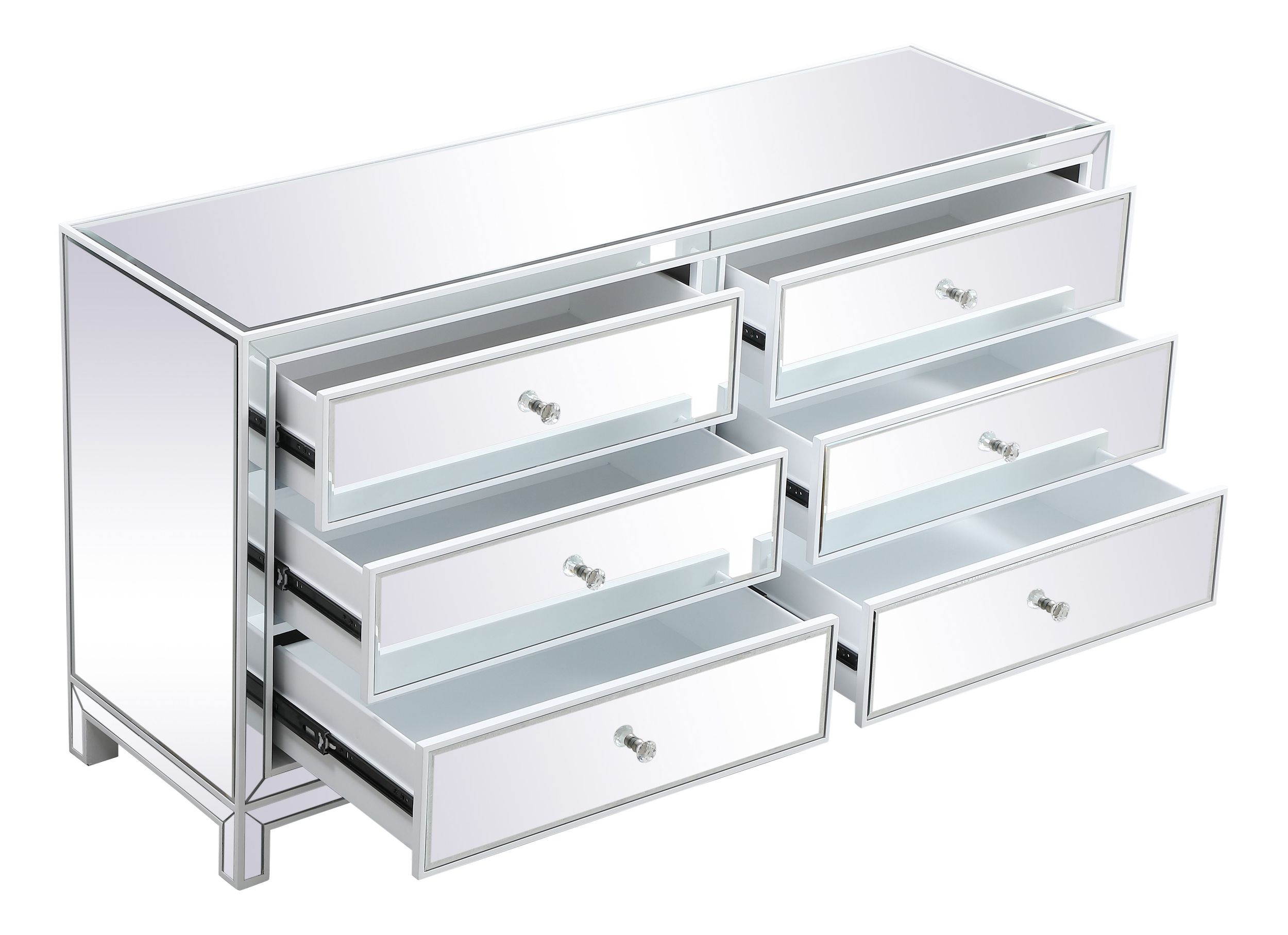 Reflexion 60" Mirrored 6-Drawer Cabinet
