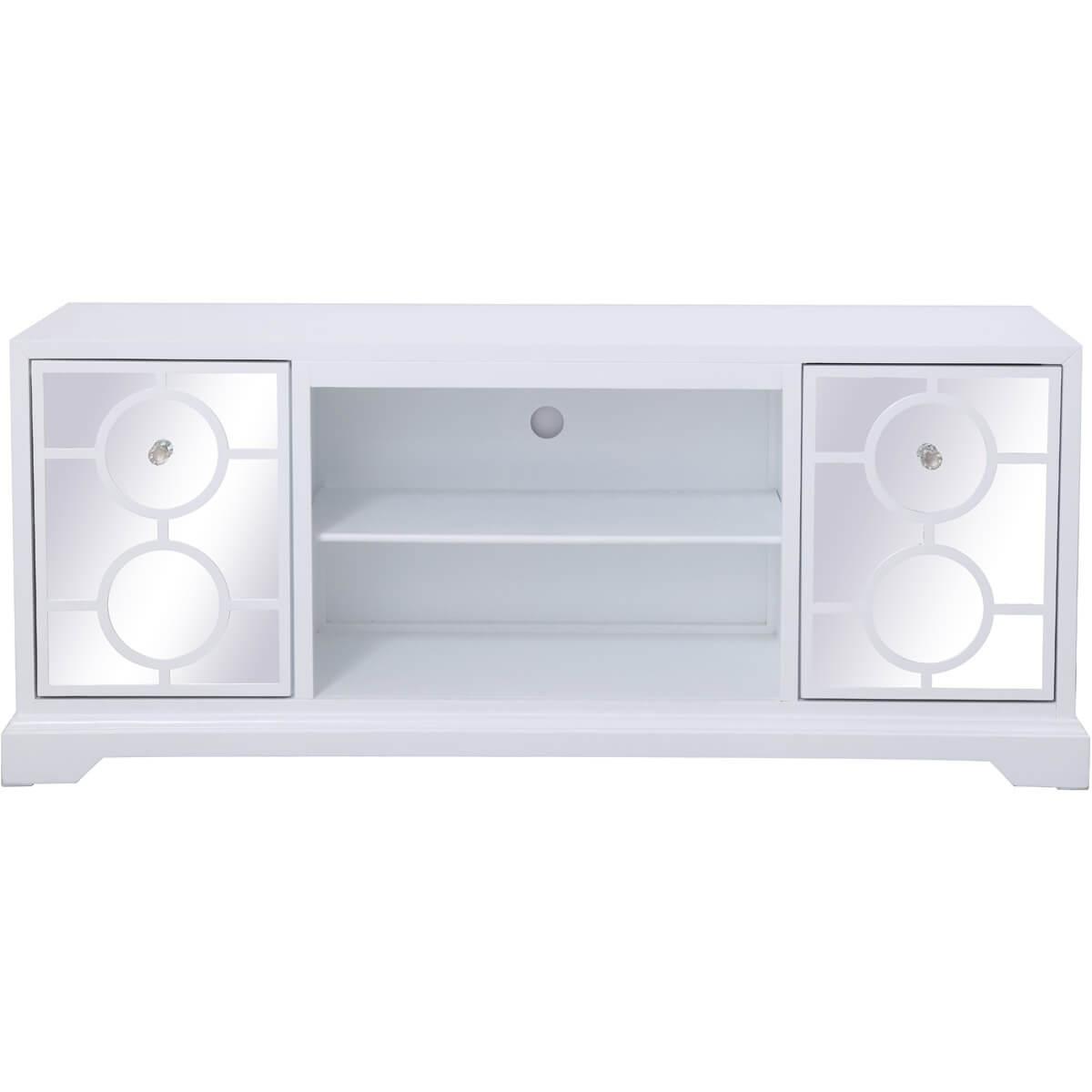 Modern 60" Mirrored TV Stand with Crystal Fireplace Insert