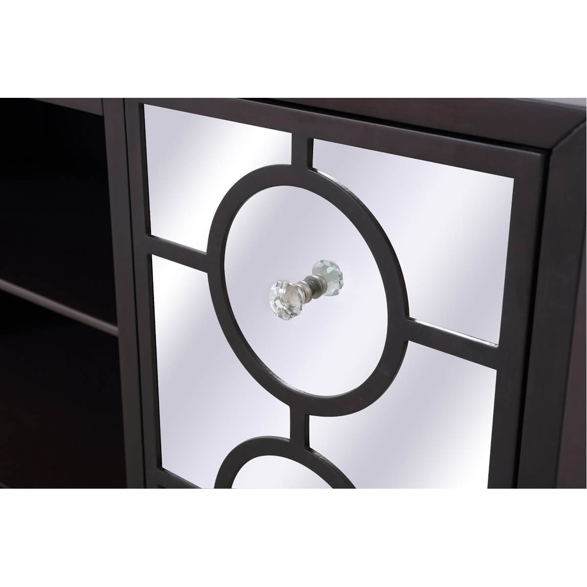Modern 60" Mirrored TV Stand with Crystal Fireplace Insert