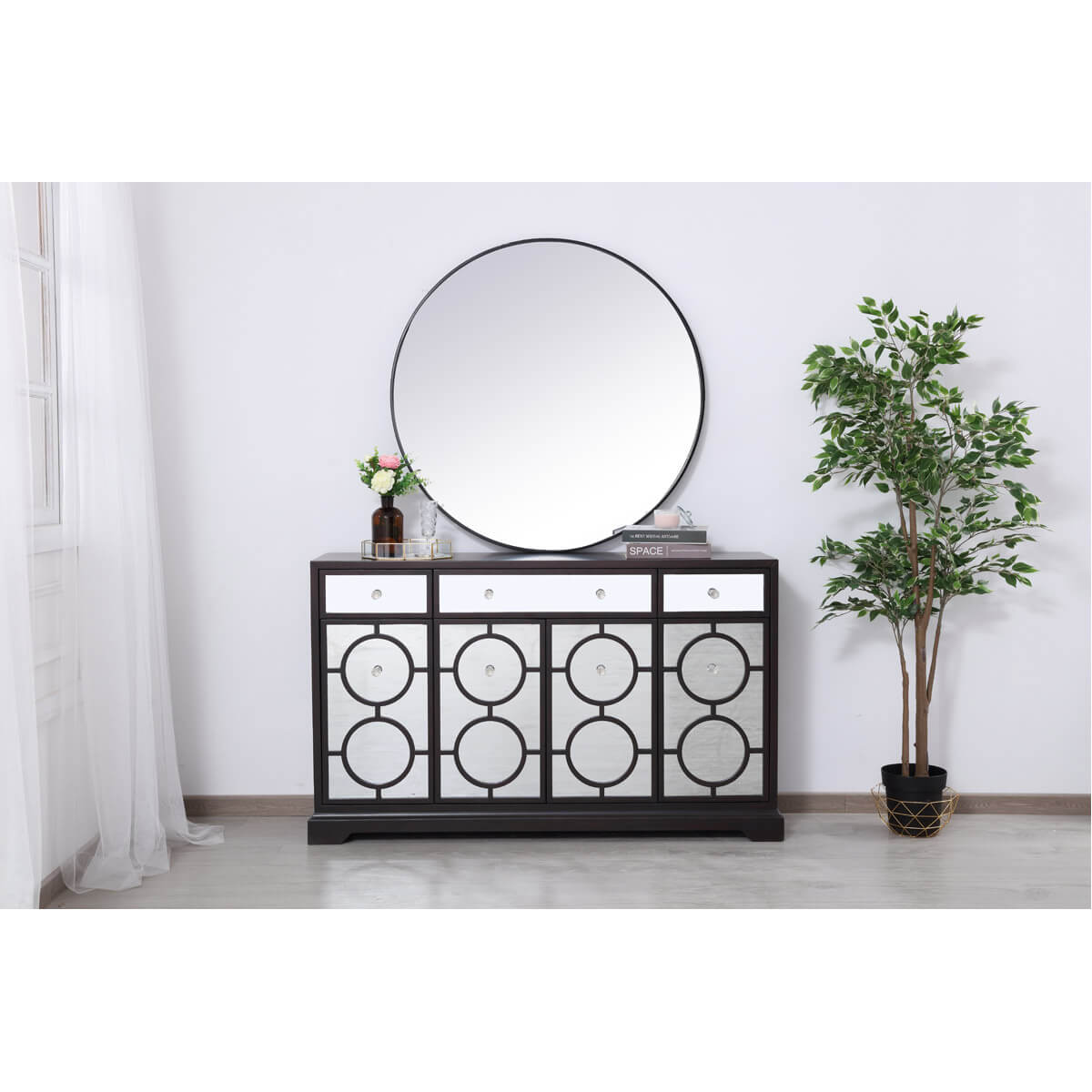Modern 60" Mirrored Credenza