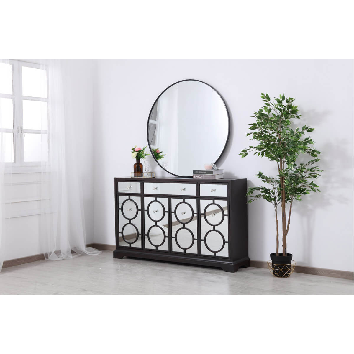 Modern 60" Mirrored Credenza