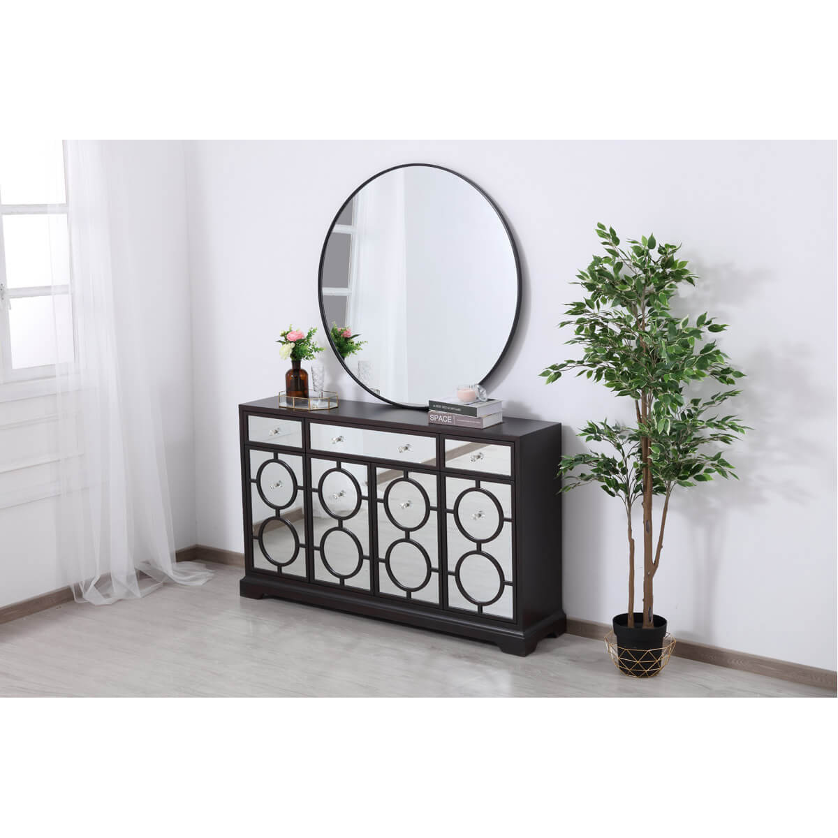 Modern 60" Mirrored Credenza