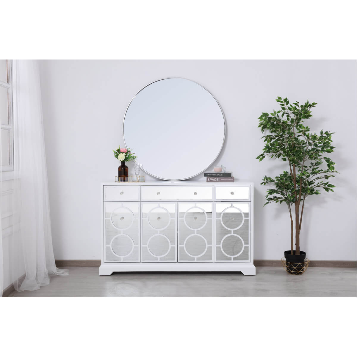 Modern 60" Mirrored Credenza