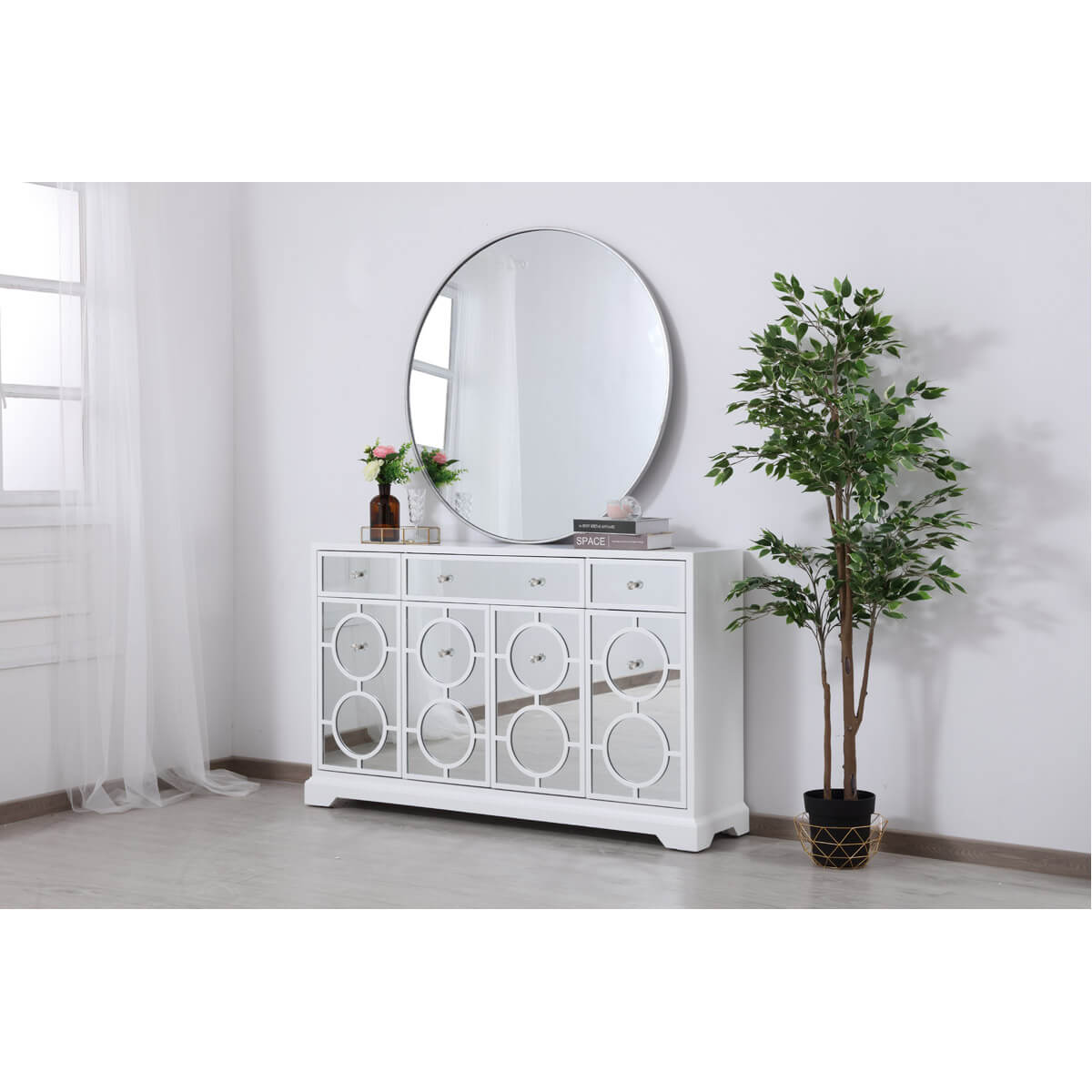 Modern 60" Mirrored Credenza