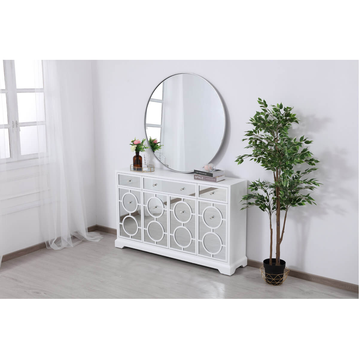 Modern 60" Mirrored Credenza