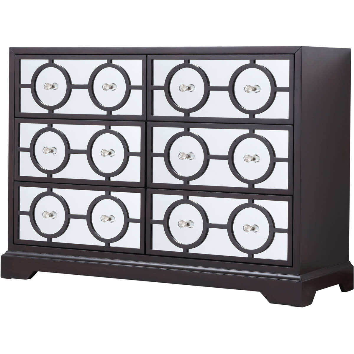 Modern 48" Mirrored 6 Drawer Cabinet