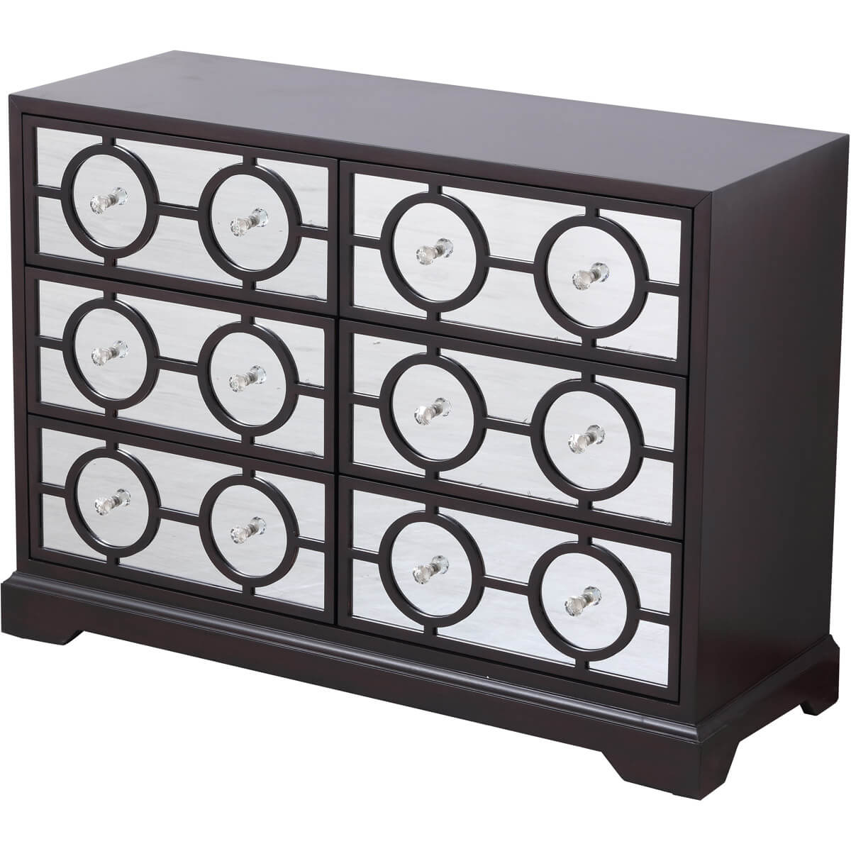 Modern 48" Mirrored 6 Drawer Cabinet