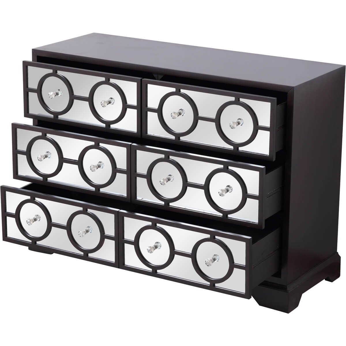 Modern 48" Mirrored 6 Drawer Cabinet