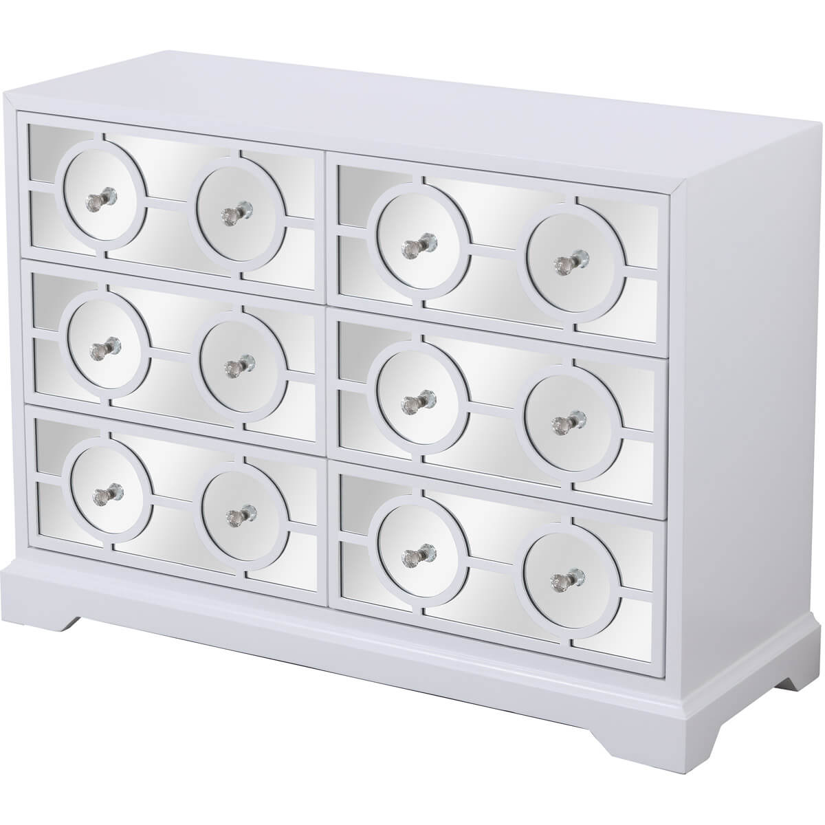 Modern 48" Mirrored 6 Drawer Cabinet