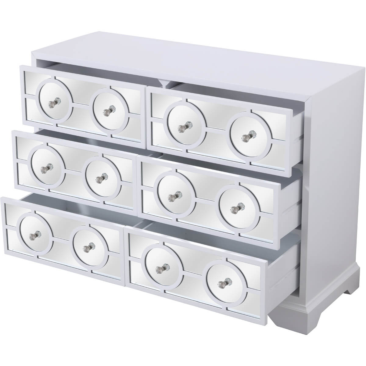 Modern 48" Mirrored 6 Drawer Cabinet
