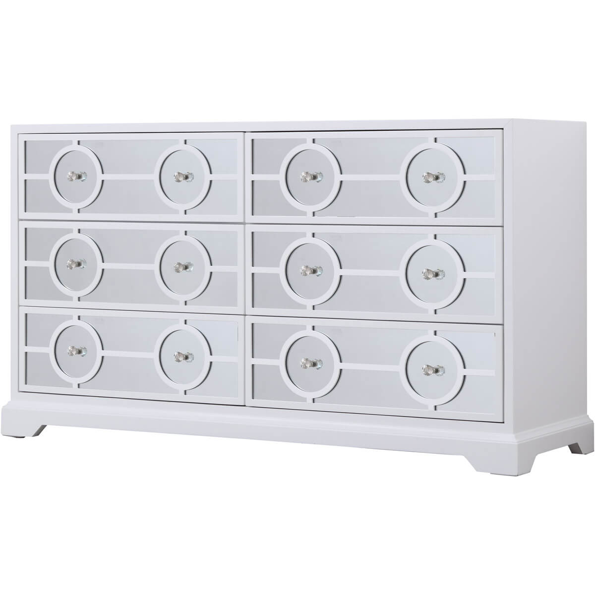 Modern 60" Mirrored 6 Drawer Cabinet