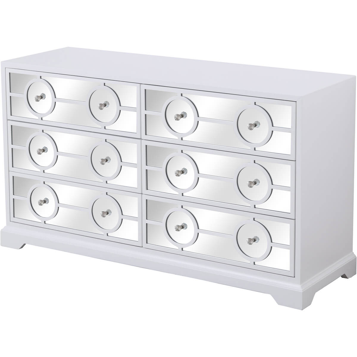 Modern 60" Mirrored 6 Drawer Cabinet
