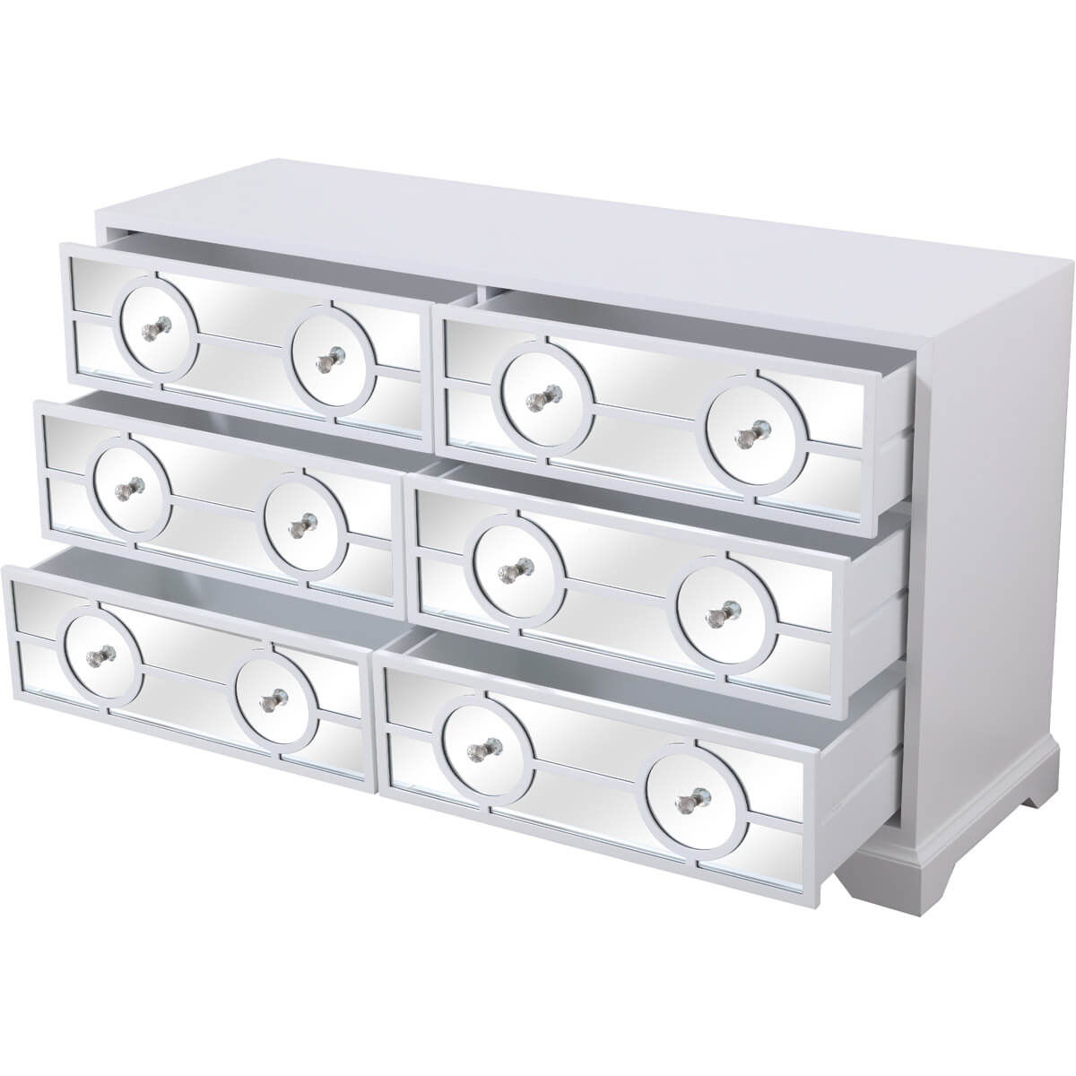 Modern 60" Mirrored 6 Drawer Cabinet