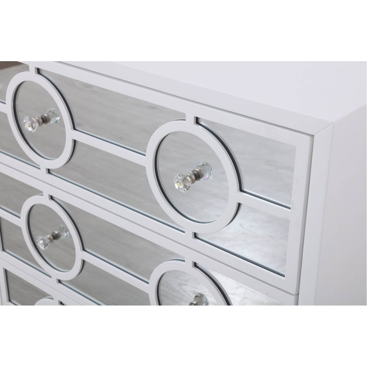 Modern 60" Mirrored 6 Drawer Cabinet
