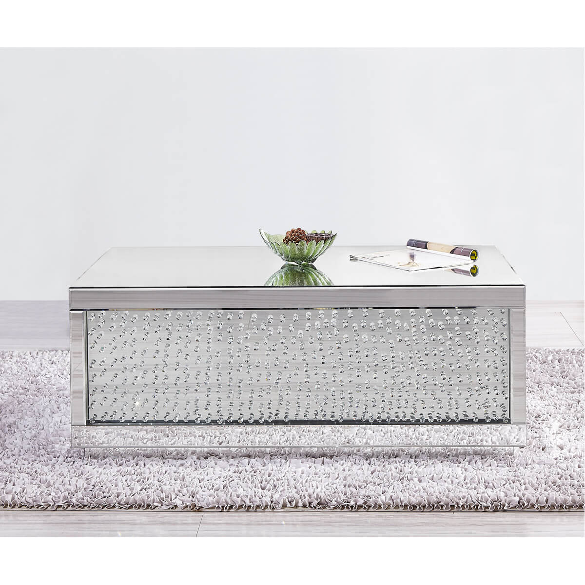 Modern 48" Rectangle Crystal Coffee Table