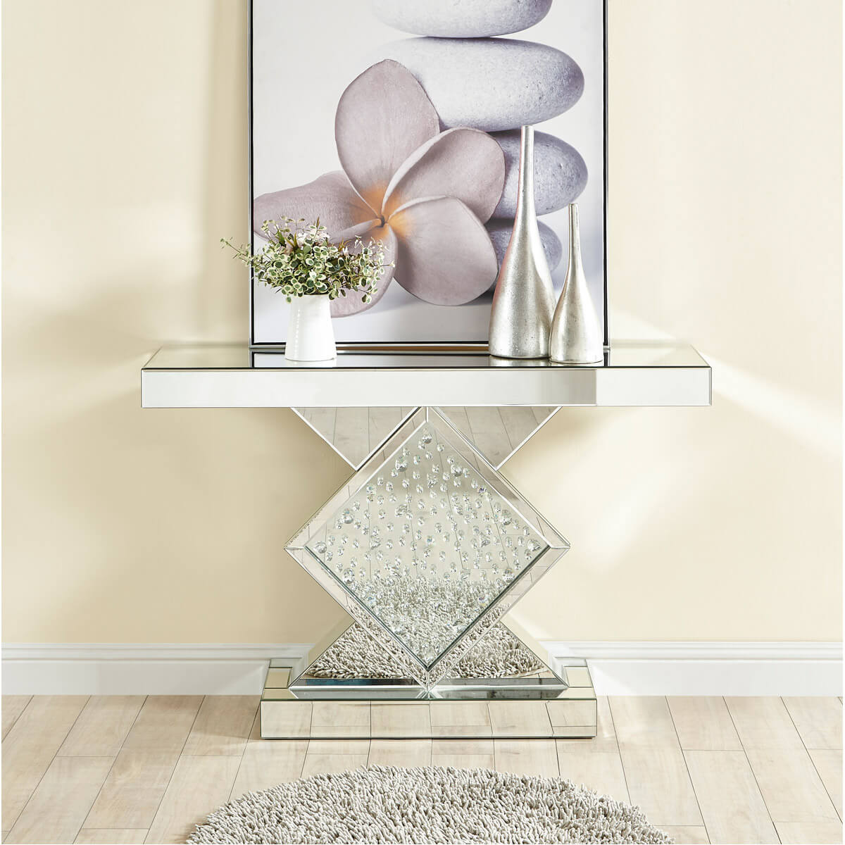 Modern 47" Rectangle Crystal Console Table