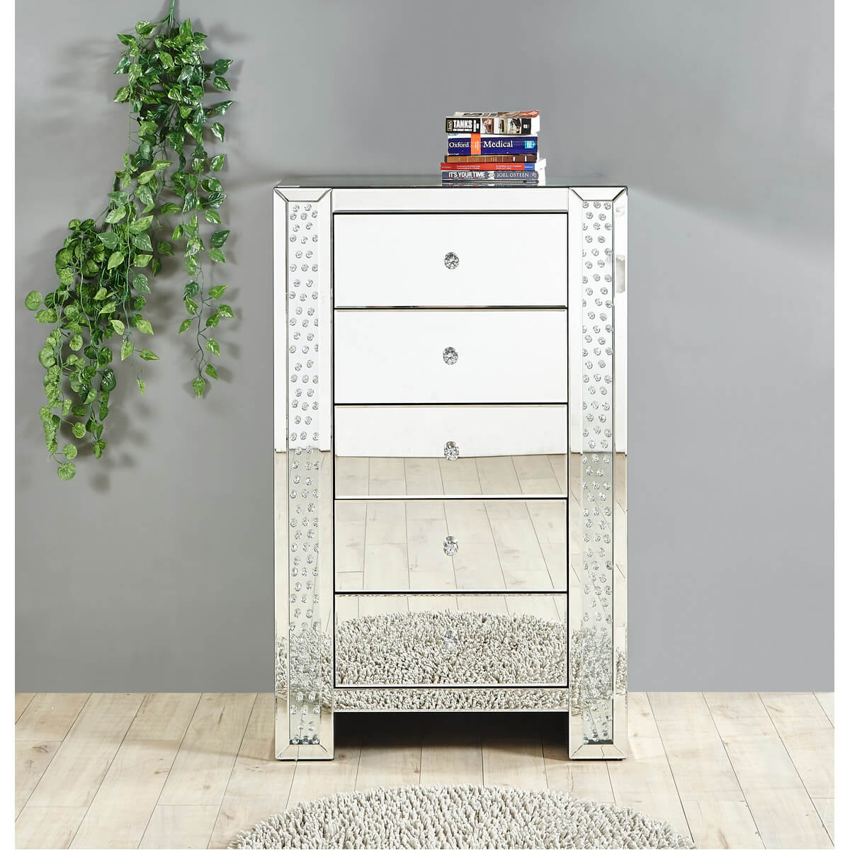 Modern 29" Crystal 5 Drawers Chest